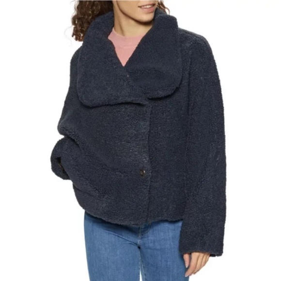 Free People Izzy Wrap Blue Teddy Button Jacket XSmall NWT - Picture 5 of 12